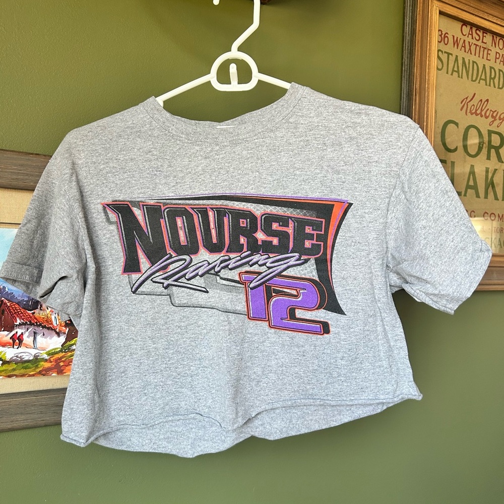 Gildan Gray Racing Graphic Crop Top